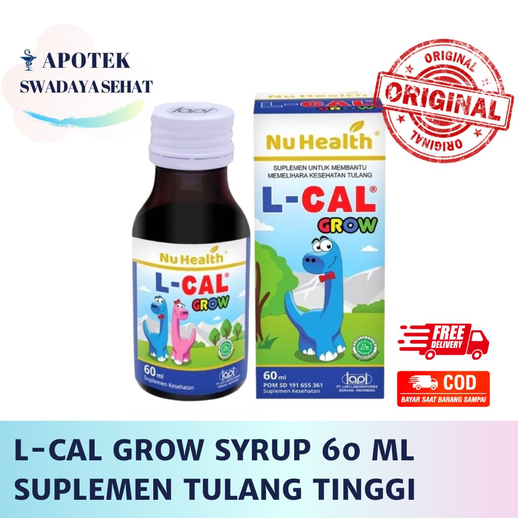 L-CAL GROW Syrup 60 ML - Suplemen Kesehatan Tulang Tinggi Anak Sirup Lcal L Cal Nu Health