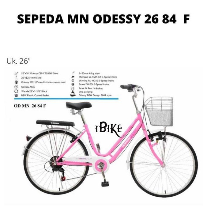 Sepeda Keranjang Dewasa Odessy 26 84 F Ukuran 26 Inch Mini 6 Speed