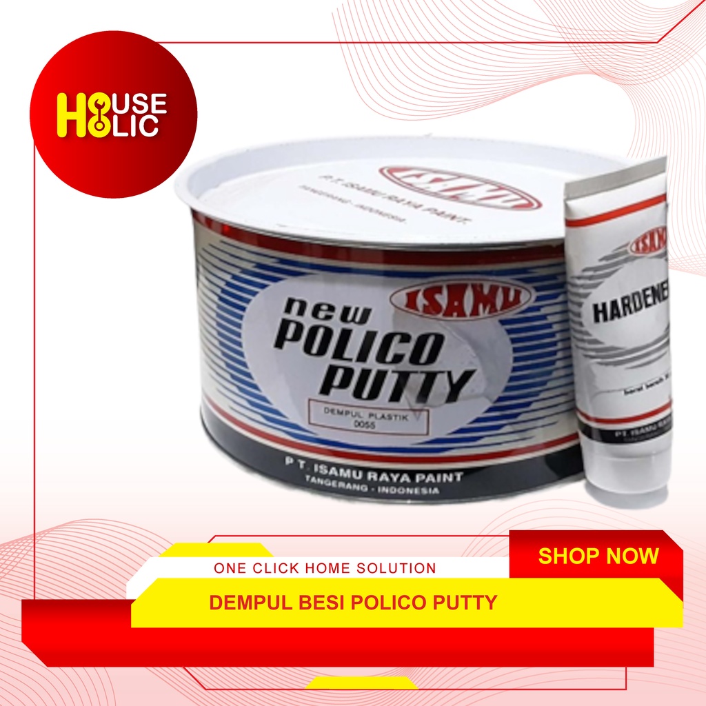 Dempul ISAMU Polico Putty 250 gr / Dempul Plastik Besi Kayu Fiber Mobil