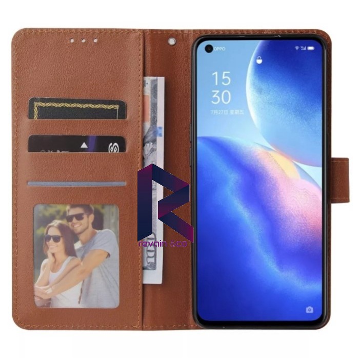 FLIP WALLET OPPO RENO 5 LEATHER KULIT PREMIUM SARUNG BUKA TUTUP FLIP CASE OPPO RENO 5