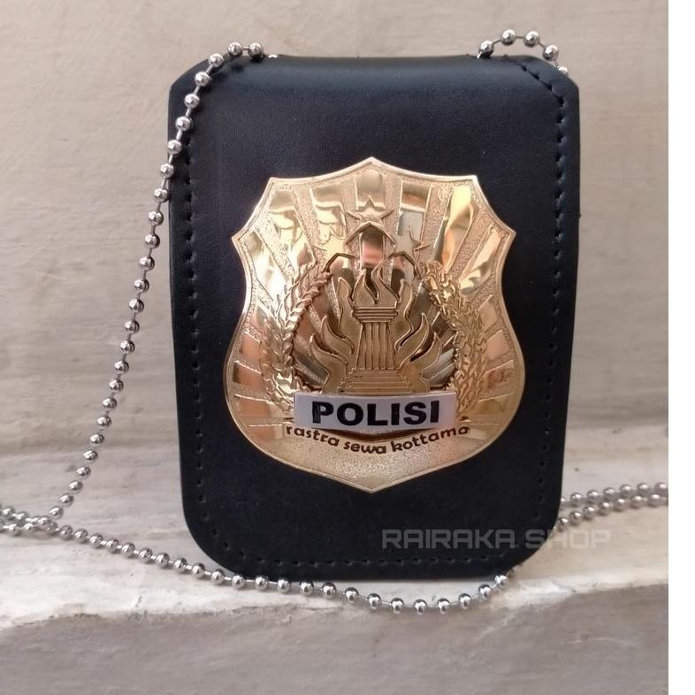 Harga TERMURAAH.. Dompet Kalung Lencana Polisi Dompet Kartu KTA Polisi Kulit Sepaket