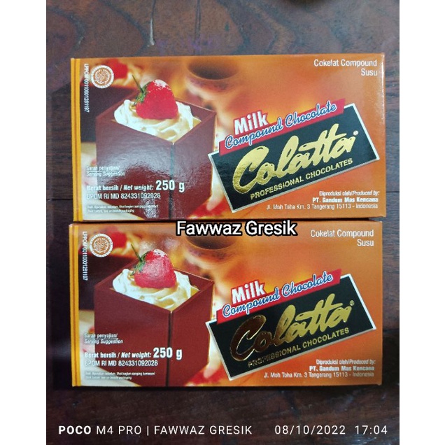 COLATTA MILK COMPOUND CHOCOLATE 250gr / COKLAT BLOK SUSU 250 gr