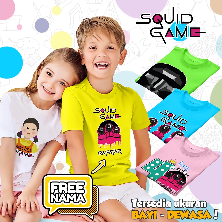 [FREE NAMA!!] Baju Kaos ANAK DAN DEWASA SQUID GAME BANYAK MOTIF