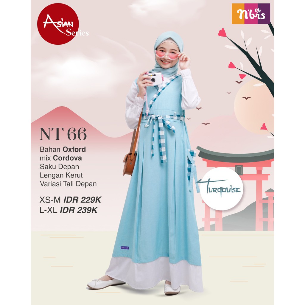 Nibras Teen NT 66 Gamis Remaja Asian Series Bahan Oxford mix Cordova  Model Terbaru