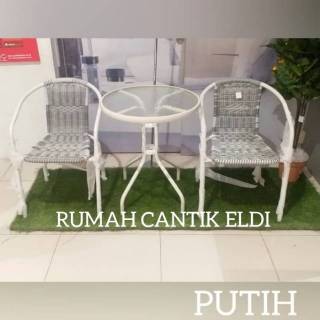  Kursi  meja teras tamu  taman outdoor bahan  besi  rotan Shopee Indonesia