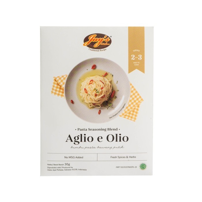 

Jay's Kitchen Aglio E Olio Pasta Seasoning Blend 30gr | Jays Aglio E Olio | Jays Bumbu Spaghetti Instant