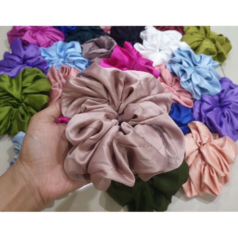 BAHAN SATIN SCRUNCHIE SUPER JUMBO INNER KUNCIR HIJAB CEPOL