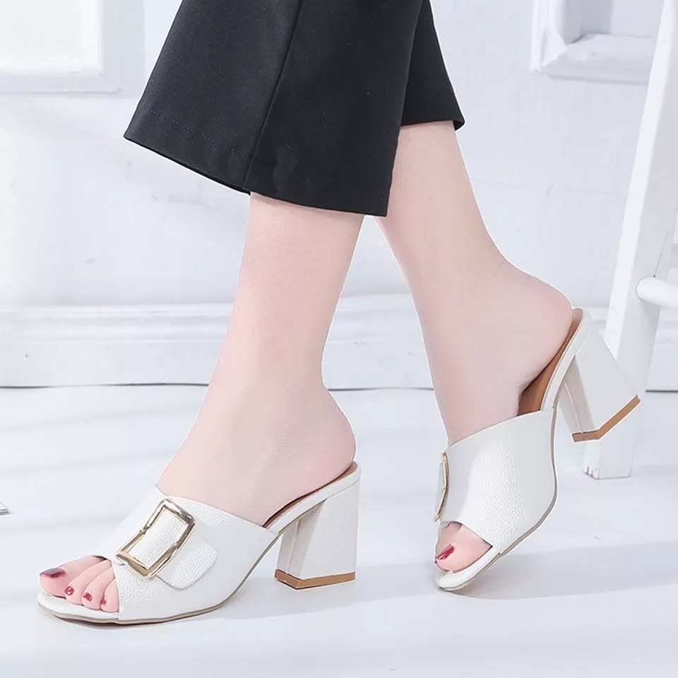 Sandal Heels Chunky Wanita RN04