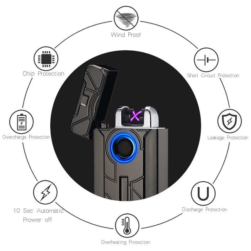 Korek Api Elektrik Iron Man Touch Pulse Plasma USB Lighter - HY-7030