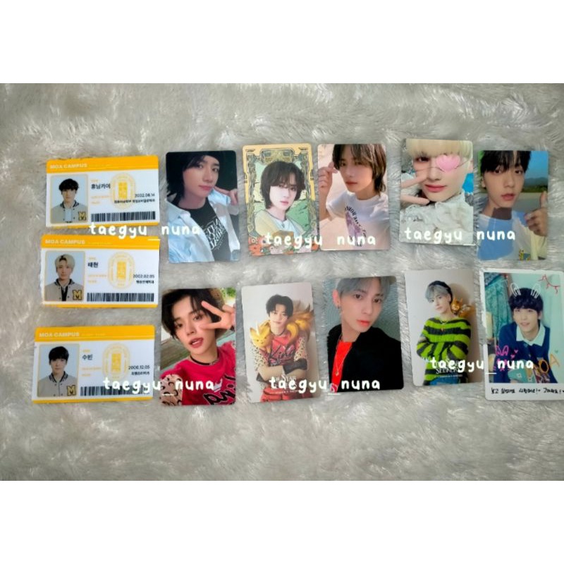 WTS [ WANT TO SELL ] PHOTOCARD PC TXT ID CAMPUS MOA SPC SOOBIN POB BEOMGYU HUENINGKAI TAEHYUN