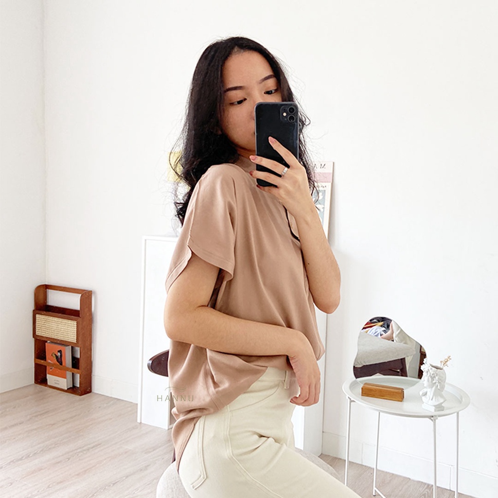 BLOUSE WANITA KERAH SHANGHAI | HANNU VHESA (5005)-Light Chocolate