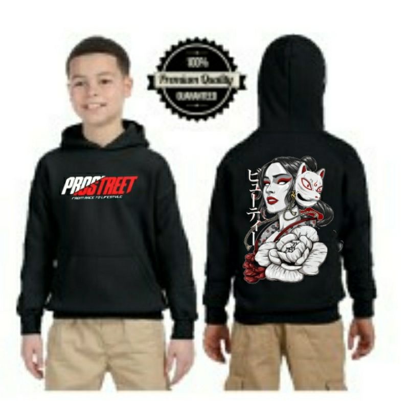 Hoodie Prostreet Kitsune X Geisha Anak Laki laki Usia 3_10 Tahun