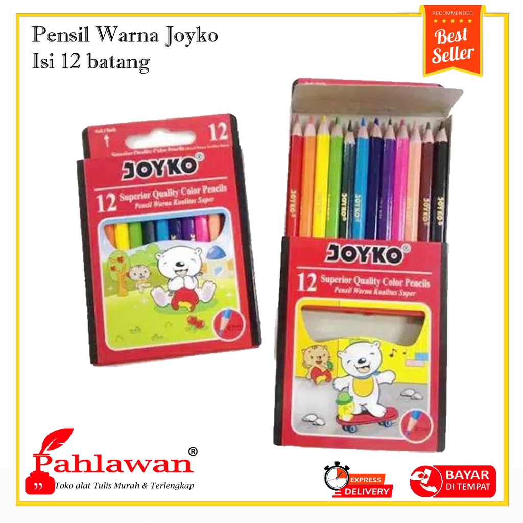 

Joyko Pensil Warna isi 12 Pensil Kualitas Super / pulpen gambar cat kuas spidol standar snowman seni