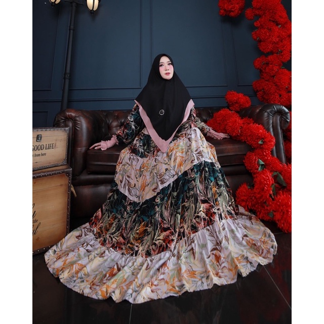 Danisa Homey Dress Set by Poppy Syari Original 100% Premium Gamis Set Khimar Daily Dress Bergo Hijab-6