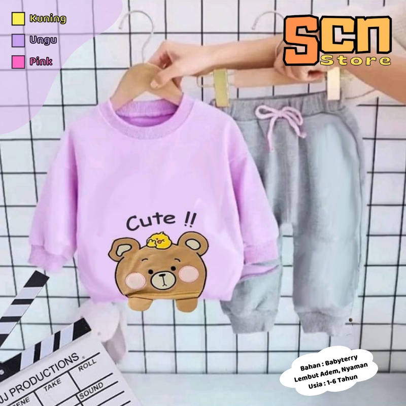 SCN STORE Setelan Anak Unisex Usia 1-6 Tahun CUTE