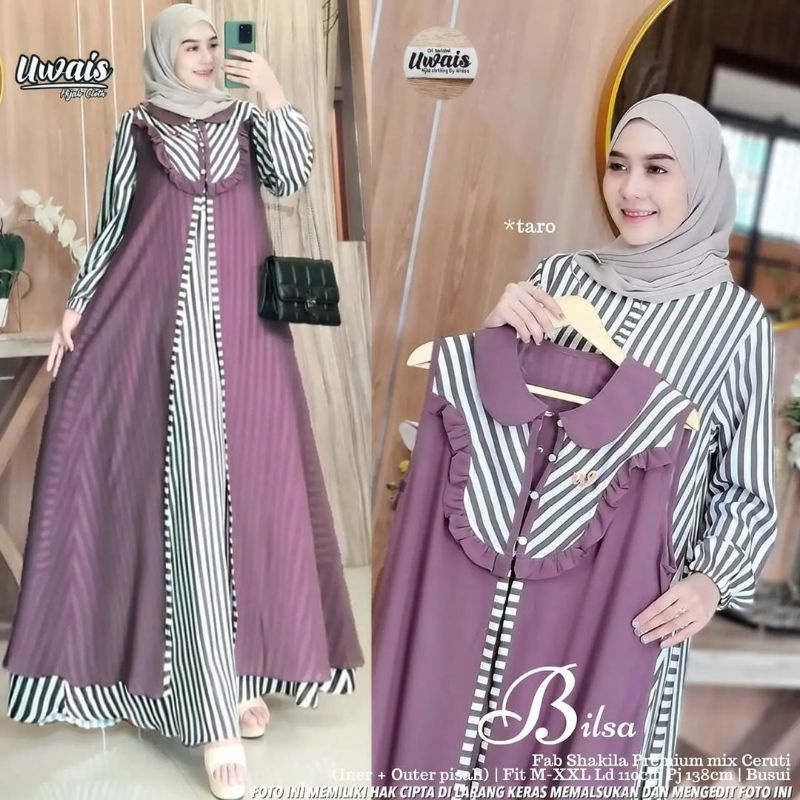 gamis set bilsa set maxy stripa set salur garis