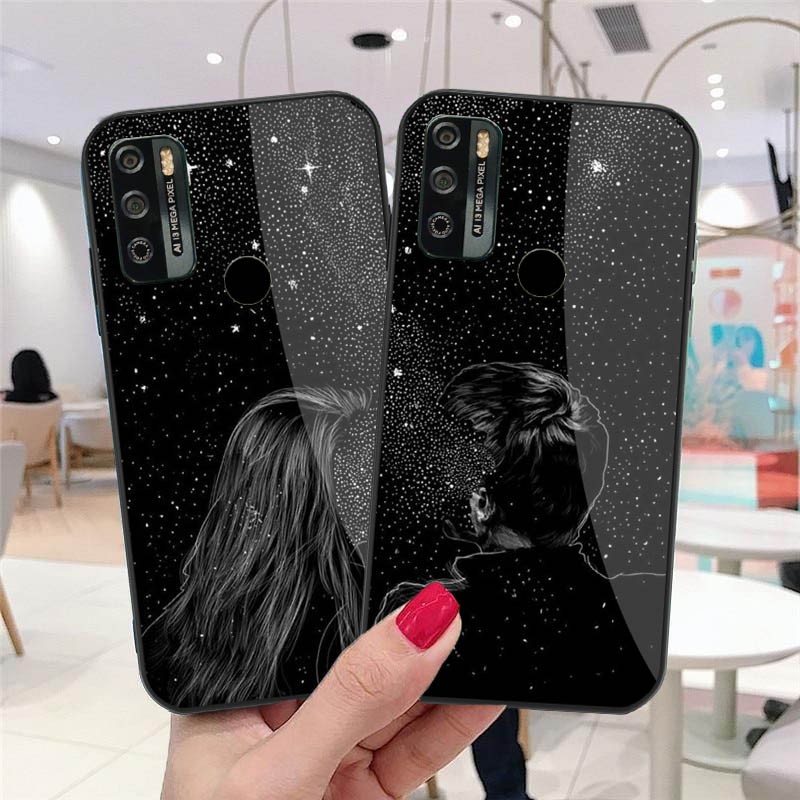 [SK159] Softcase Glass Couple Black Infinix Hot 9 play Hot 10 play Smart 5 Smart 4 Hot 8 Note 8