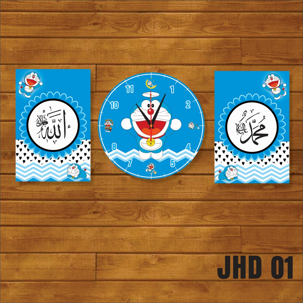 Hiasan Dinding Serba Doraemon Hiasan + Jam Dinding Ukir Karakter - 1 SET KALIGRAFI Doraemon JHD1