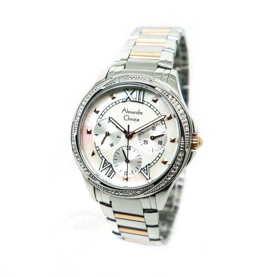 ALEXANDRE CHRISTIE WATCH AC 2643 WANITA SILVER COMBI GOLD WHITE ORIGINAL