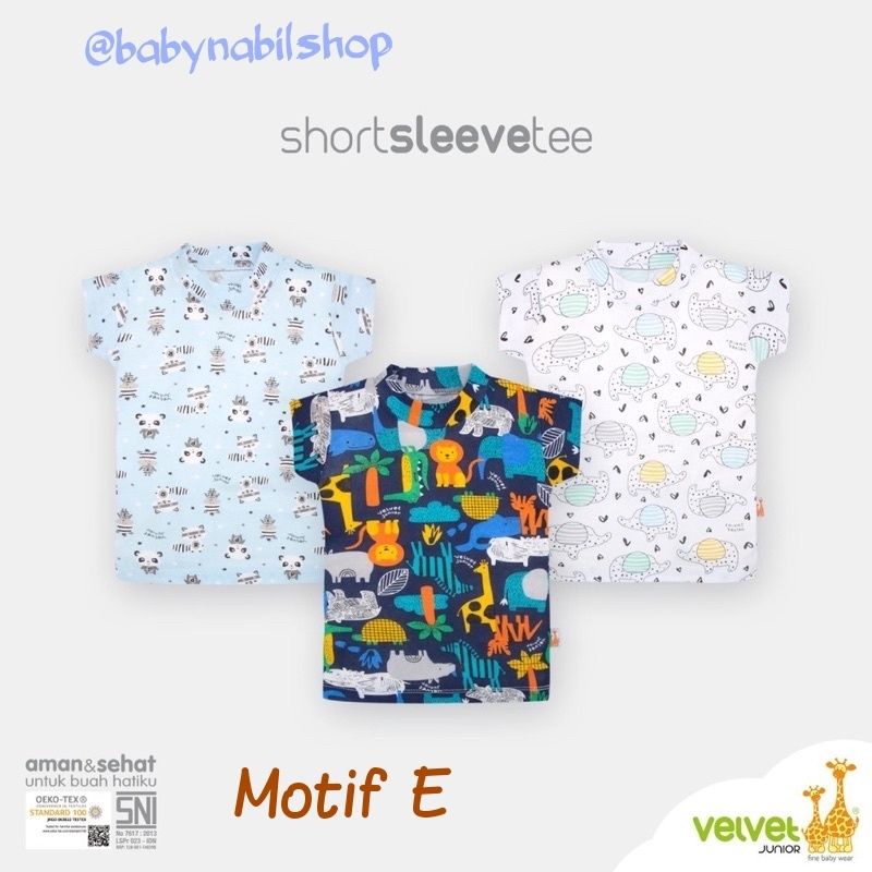[Size SML/LB/2/3] Isi 3pcs - Kaos Oblong Velvet Junior Lengan Pintar - Oblong Bloon - Full Print-Motif E
