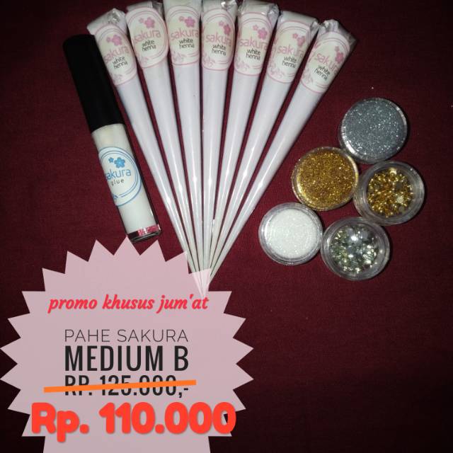 

MEDINA" PAKET WHITE HENNA SAKURA MEDIUM B / WHITE HENNA / HENNA PUTIH / HENNA WATERPROOF / HENNA PENGANTIN