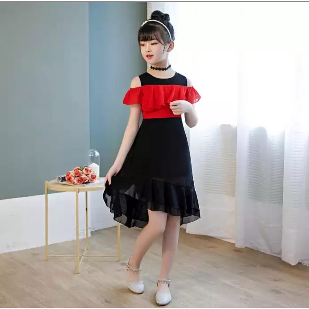 INV - DRESS ANAK KOREA ZILVIA  MG/ COMBI SIFON / UMUR 7-12 TAHUN/TERBARU/ KOREA/BANGKOK