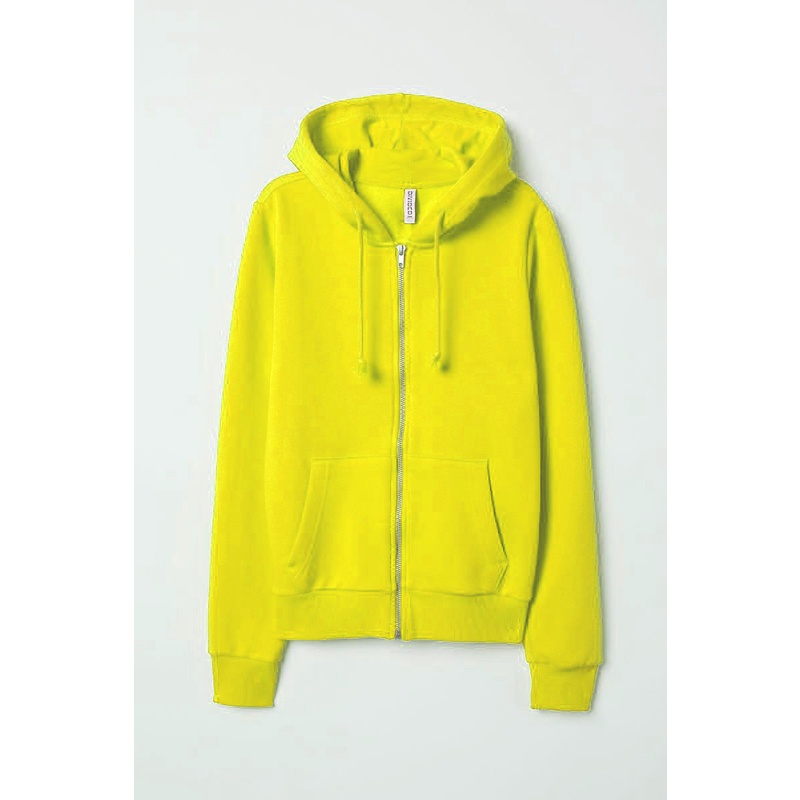 Jaket Hoodie Wanita Polos Oversize Lengan Panjang Babyterry-Kuning