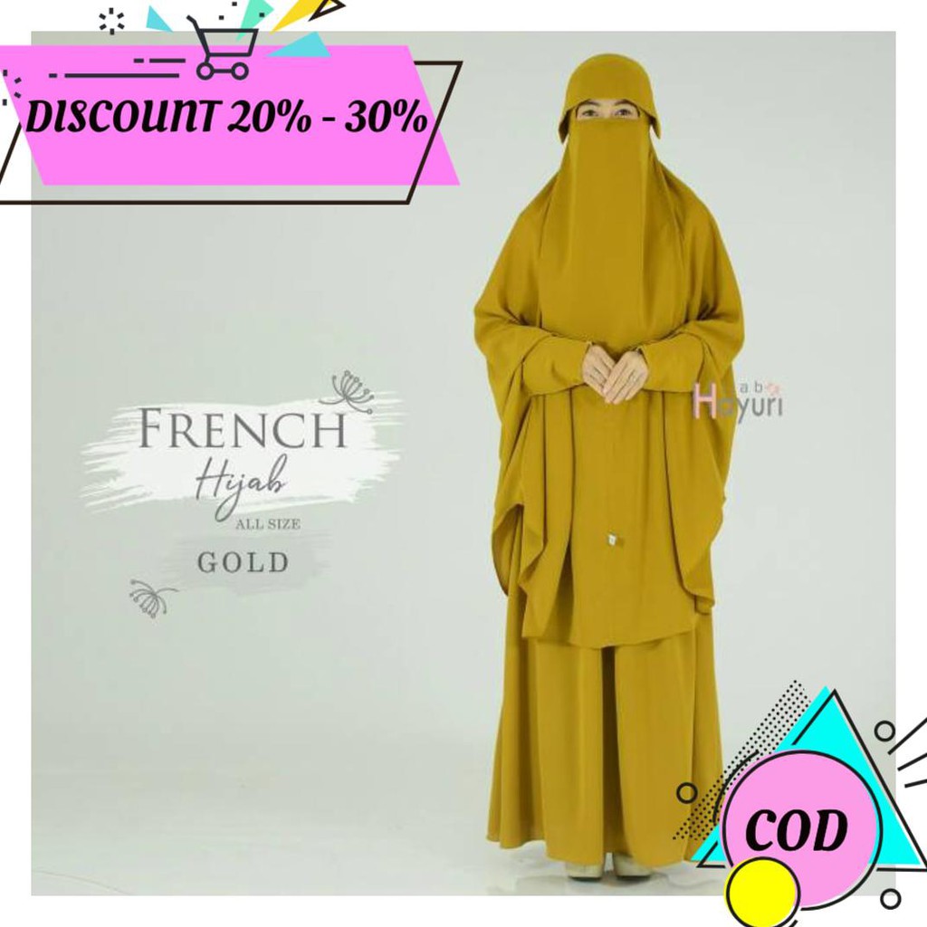 (BAYAR DITEMPAT) FRENCH KHIMAR / HIJAB SET ROK CADAR ZIPER BAHAN WOLFIS MONALISA GRADE A | SEPERTI