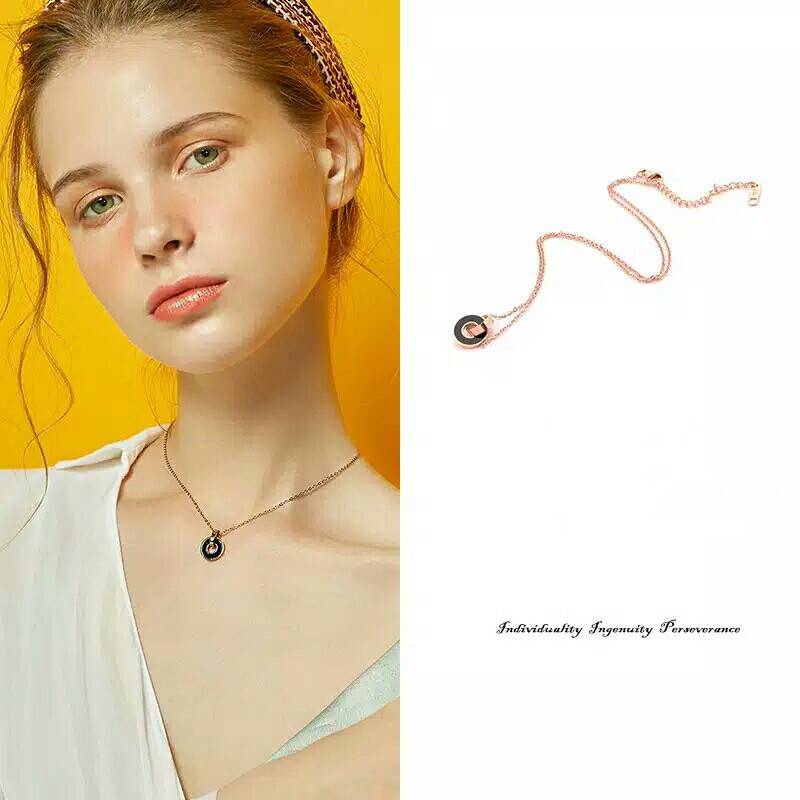 GG Kalung Rantai Claivle Classic Liontin Elegant Titanium Lapis Emas 18k#KL-300