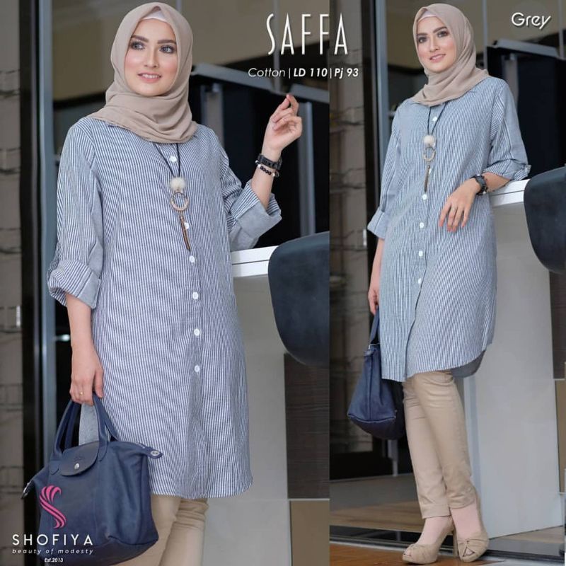 Tunik Katun Motif Salur || Tunik Katun Motif salur kecil busui full kancing || tunik salur bahan kat