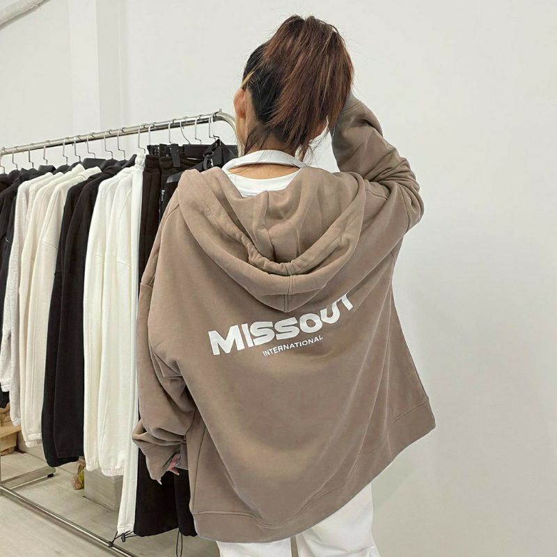 S - XXXXXL(6XL) Zip Hoodie MISS0UT INTERNASIONAL OVERSIZE Jaket Resleting Korean Fashion Fleece Jumbo Jaketin Aja S M L XL XXL XXXL 4XL 5XL Coklat Tua Mocca Brown Neon Lilac Pink