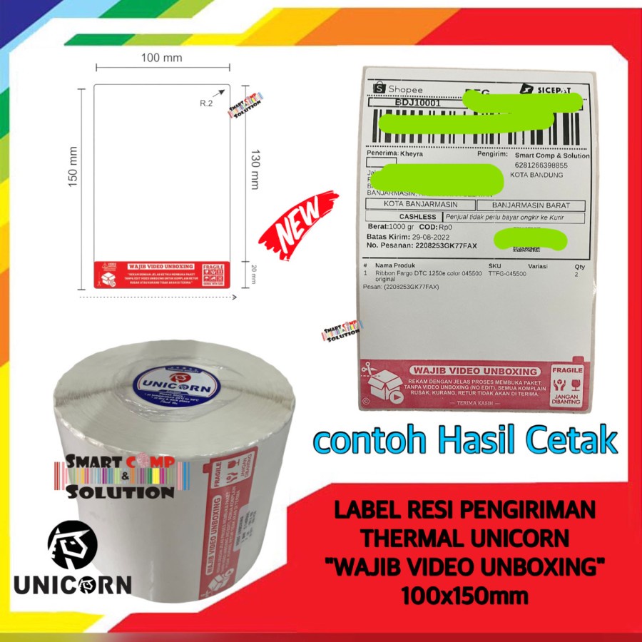 Stiker Label Resi Alamat Thermal 100x150 mm 100 x 150 mm 100x150mm