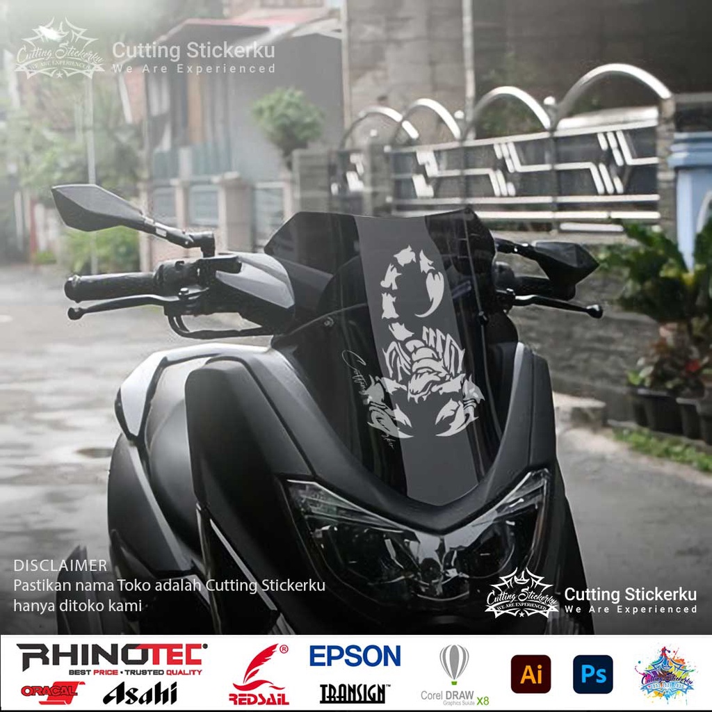 Cutting Stiker Scorpion Variasi Motor Mobil Sticker Kalajengking Timbul Keren Nyala Dasbor Spakbor Visor Body Kaca Helm Laptop Hologram Reflective Tahan Air Bodi Samping Nama Scoopy Vario Beat NMAX PCX Vespa Aesthetic Pickup Anime Windshield Kustom Modif