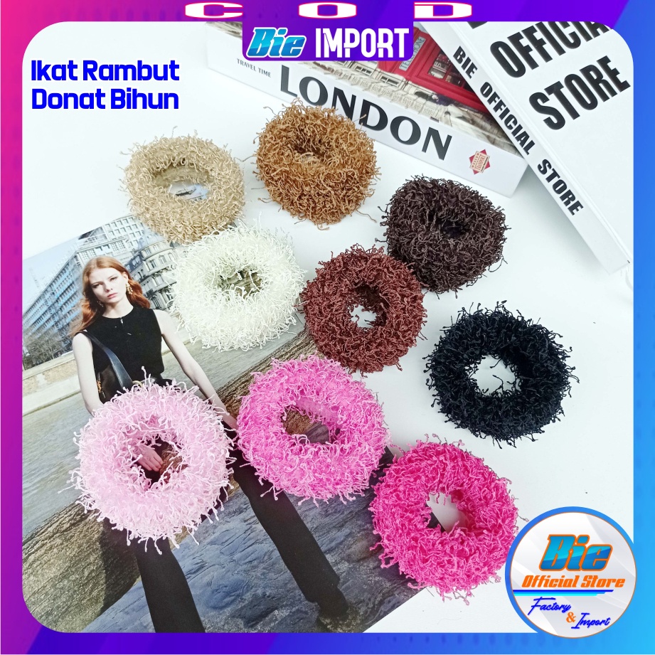 Ikat Rambut Donat Tebal Bulu Halus Impor