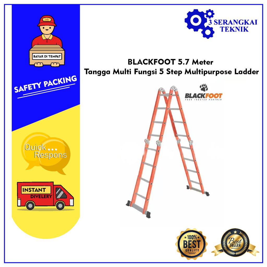 BLACKFOOT 5.7 Meter Tangga Multi Fungsi - 5 Step Multipurpose Ladder