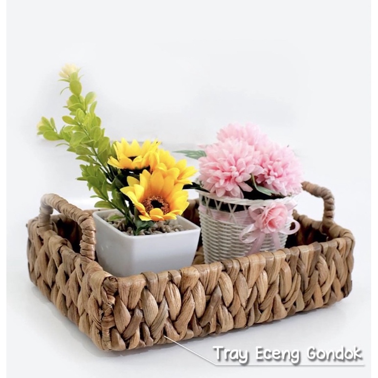 Tray Enceng Gondok Keranjang Handmade Aesthetic Dekorasi Rumah KHD