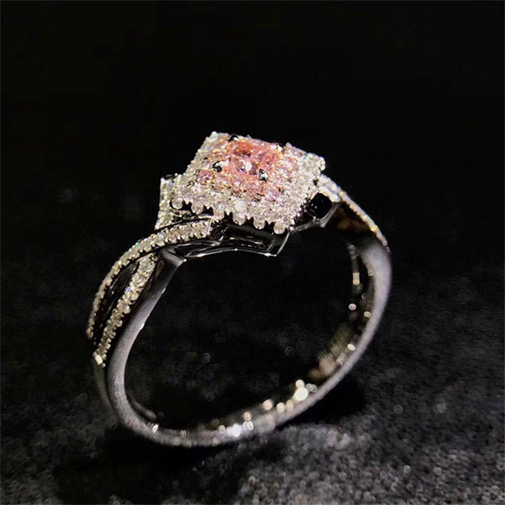 Preva Hari Valentine Perhiasan Fashion Perhiasan Anniversary Zirkon Batu Cincin Tangan Dekorasi Zirkon Merah Muda Perhiasan Rings