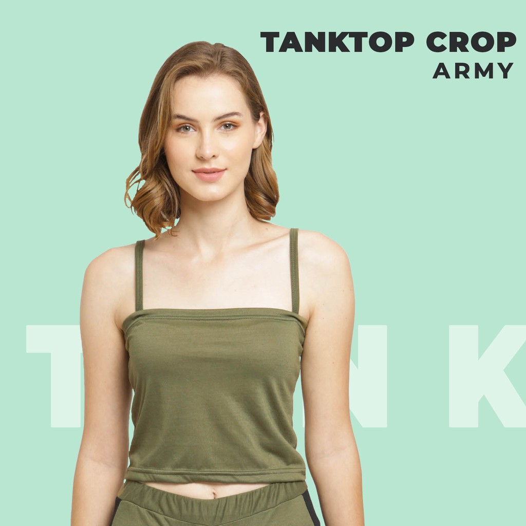(TT XL) Tank Top Dewasa Tali Kecil UKURAN XL Daleman wanita Singlet Tengtop-ARMY XL