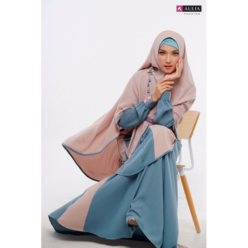 set gamis Aulia Fashion ASSYIFA GLORY BLUE
