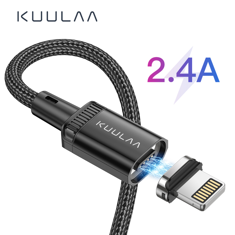 

KUULAA Lightning Straight Aluminum Alloy Magnetic Data Cable 2.4A Apple Charging Cable Suitable for Iphone