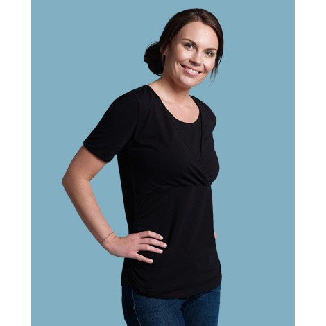 Carriwell Kaj Nursing Shirt Short Sleeve Black S M L XL XXL