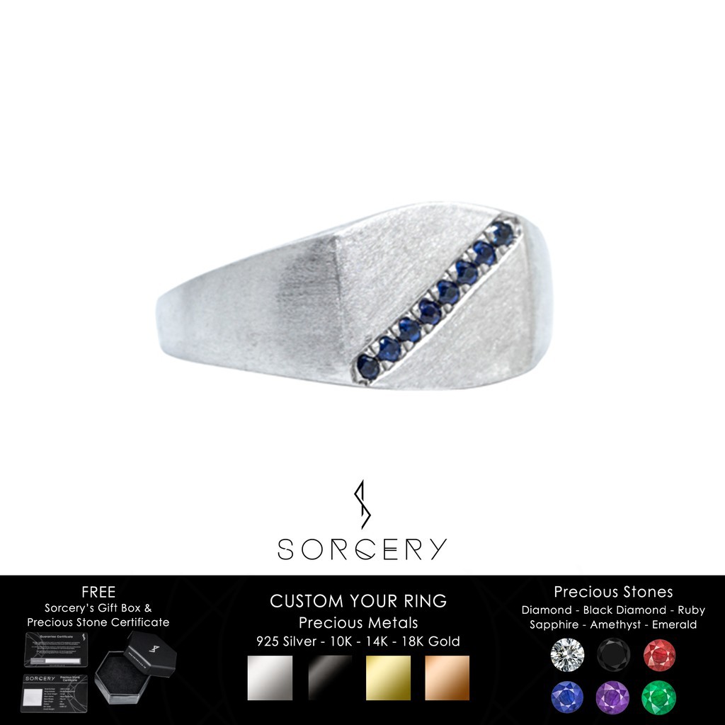 SORCERY 925 Silver Ring VRS 18K Real Gold Cincin Custom Perak Emas Hitam Permata Asli  Pria Wanita