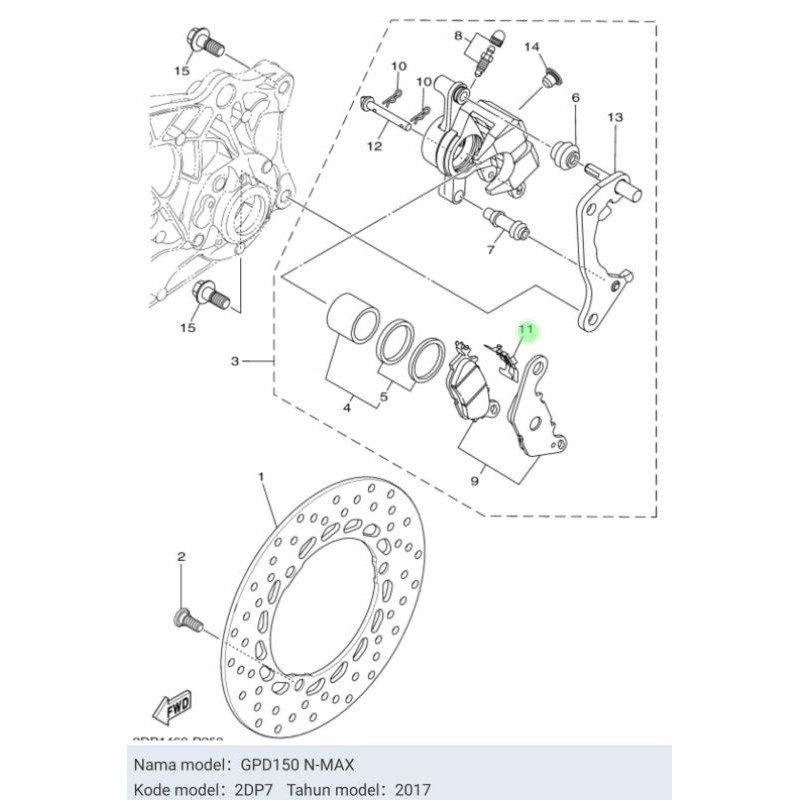 SUPPORT PAD PLAT TAHANAN KALIPER KAMPAS REM BELAKANG NMAX NEW NMAX ASLI ORI YAMAHA 5P0 F5919 01