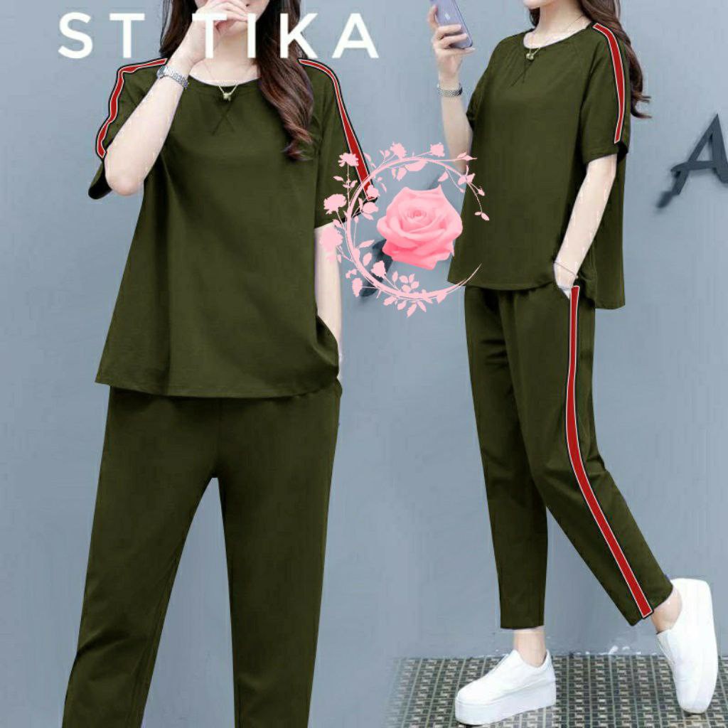 SETELAN TIKA KASUAL LENGAN PENDEK/ PAKAIAN FASHION WANITA / SET BAJU CELANA SANTAI