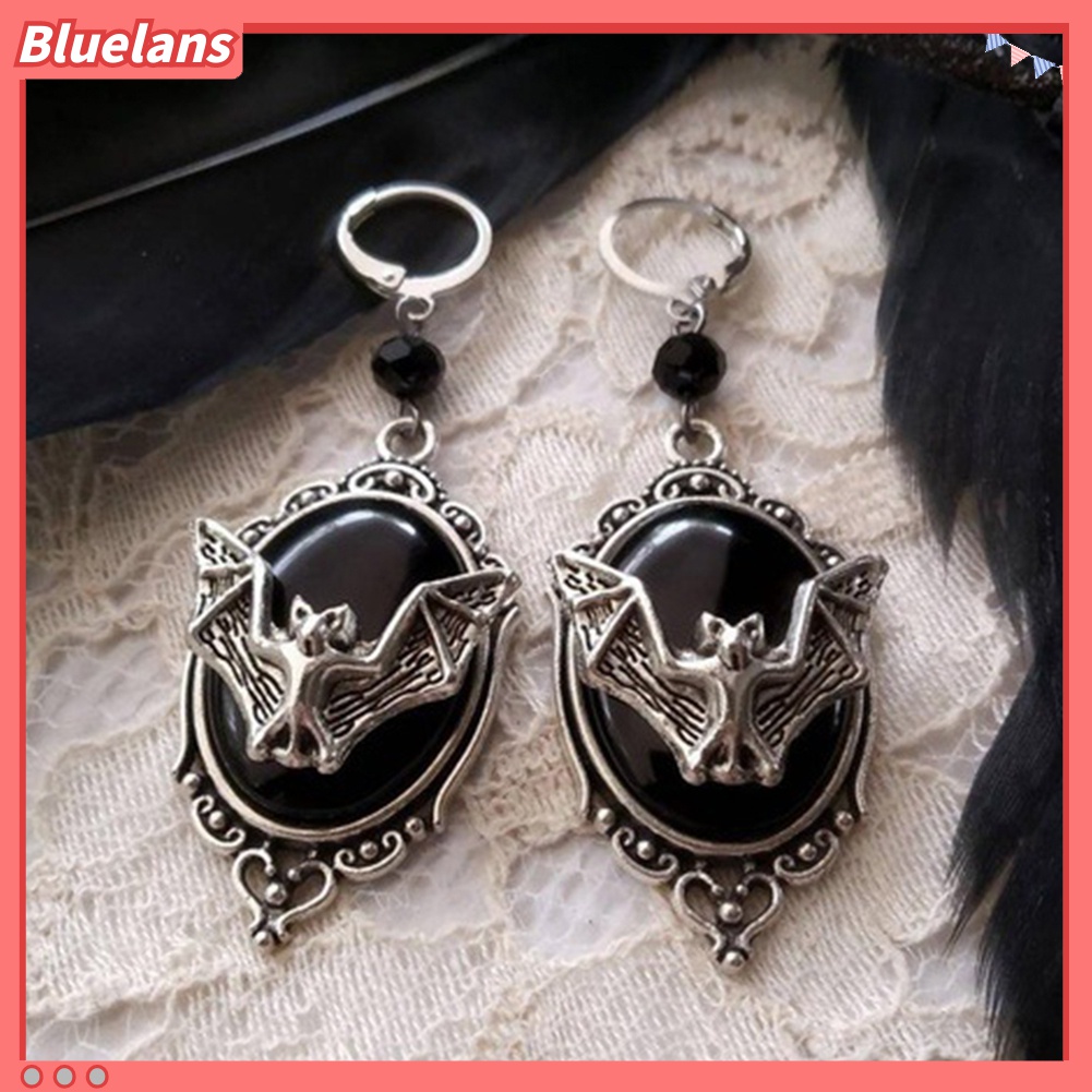 Anting Juntai Bentuk Oval Motif Kelelawar Gaya Vintage Untuk Wanita