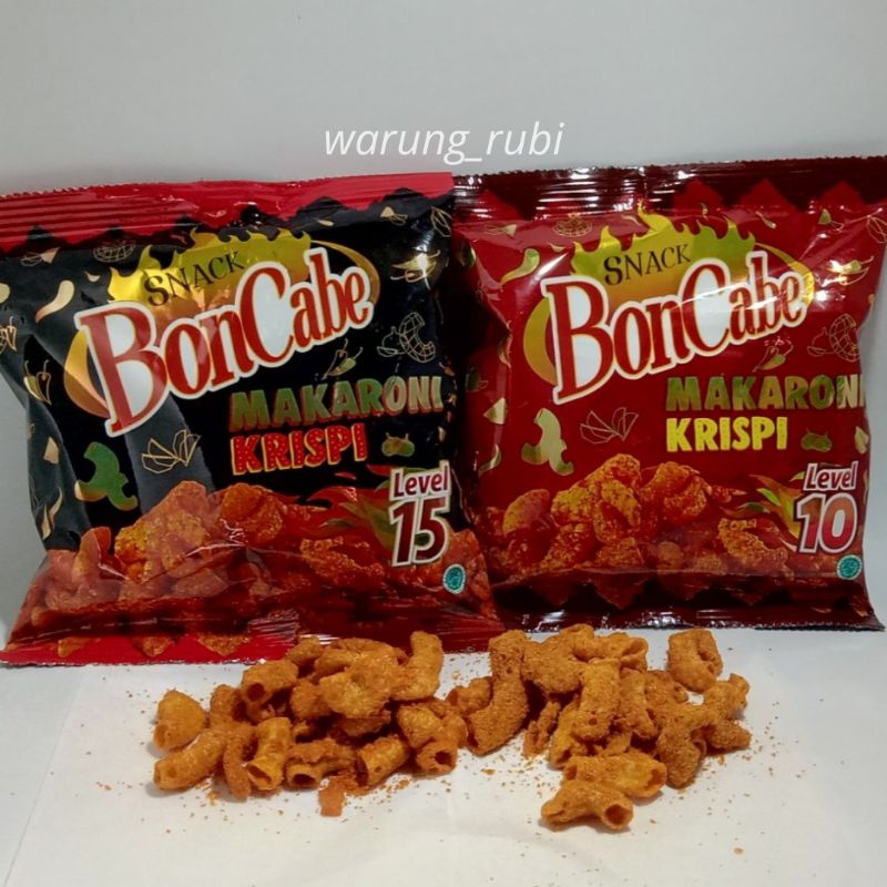 BonCabe Snack Makaroni Krispi Level 10&15, isi 30 gram by warung_rubi. Cemilan Pedas Kriuk Makanan r