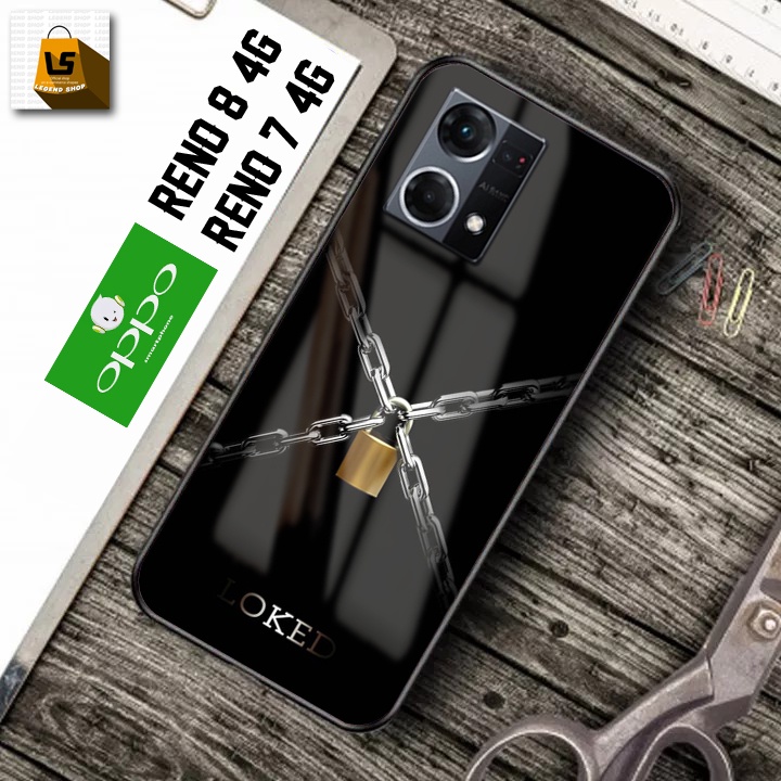 Softcase Glass Kaca Camera Protect - LS24 -  Softcase Kaca Mewah Oppo Reno 8 4G/Reno 7 4G  - Softcas