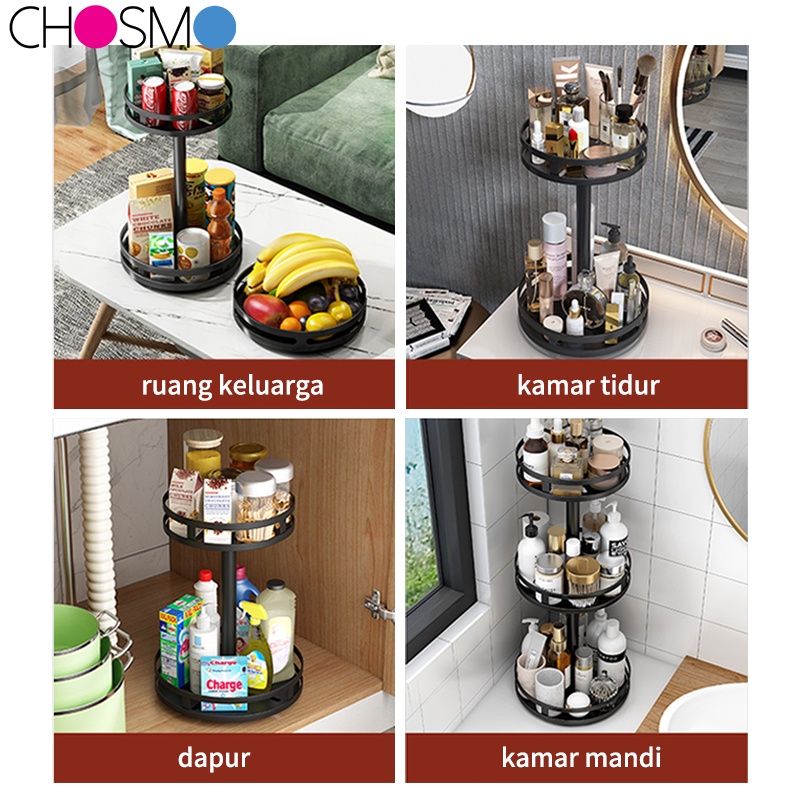 Rak Bumbu Putar Berputar 360 Derajat Rak Bumbu Dapur Stainless Rotate Kitchen Spice Rack Organizer