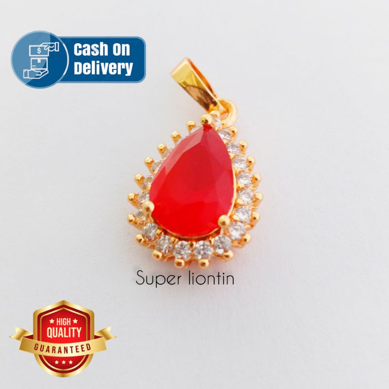 SUPER PREMIUM Liontin batu permata MERAH, liontin kalung wanita model terbaru kekinian dan terlaris,