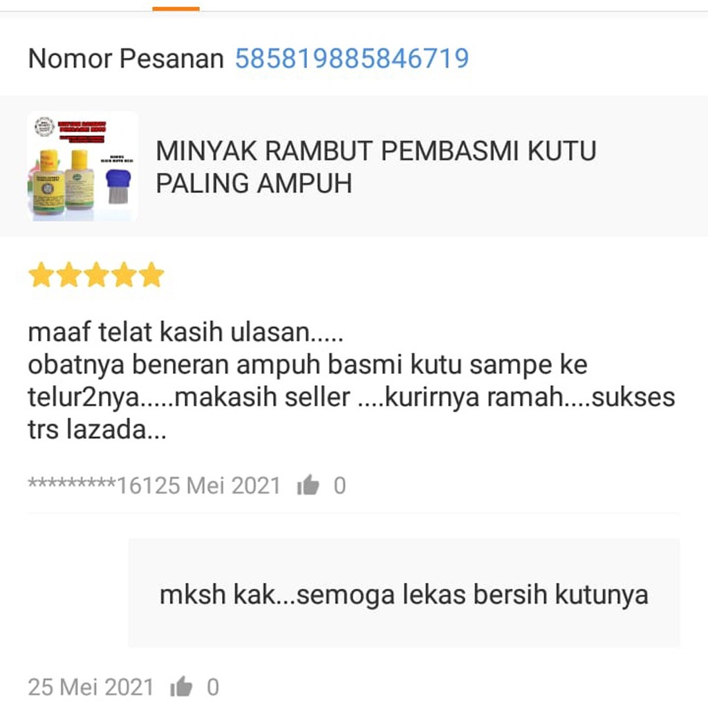 60ML - Obat Kutu Rambut dan Telur Kutu Aman Untuk Anak Serta Dewasa Cap Tiga Jempol